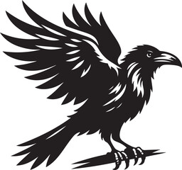 Obraz premium Mysterious Raven Silhouette: A Dark, Majestic Figure Soaring Through the Twilight Sky, Symbolizing Wisdom, Freedom, and Transformation in Its Bold, Shadowed Form