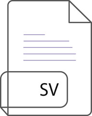 SV File extension icon crisp corners thick outline