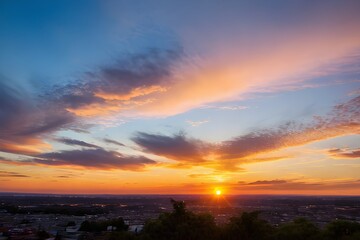 Fototapeta premium 美しくグラデーションする夕焼けの風景