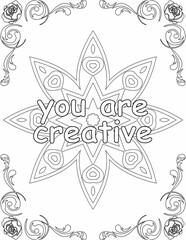 Printable mandala coloring page for kids and adults with motivational quote for self love and self care. it helps to succeed and struggle against life to enjoy the tough journey
