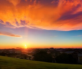 Obraz premium 美しくグラデーションする夕焼けの風景