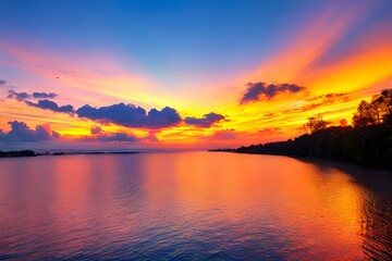 Fototapeta premium 美しくグラデーションする夕焼けの風景