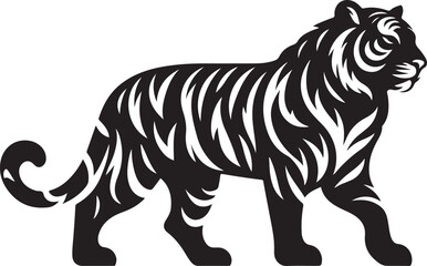 Tiger black and white vector. Silhouette eps 10
