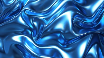 Obraz premium 3d render of abstract blue liquid background with wavy liquid