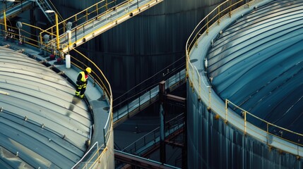 Fototapeta premium Routine Maintenance in Oil Refinery Facility