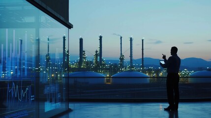 Naklejka premium Energy Sector Analysis at Refinery Facility