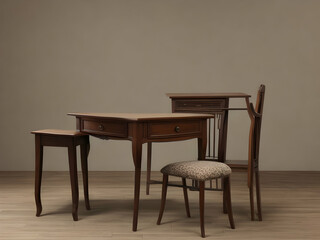 wooden chair and table,Ai generated 