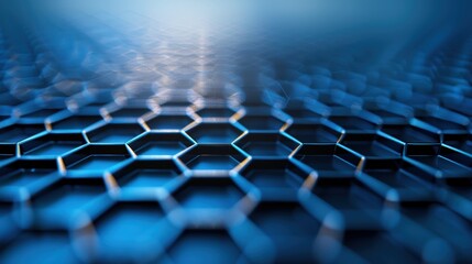 Fototapeta premium Abstract close-up of a blue honeycomb pattern illustrating modern technology and futuristic design in a stylized perspective.