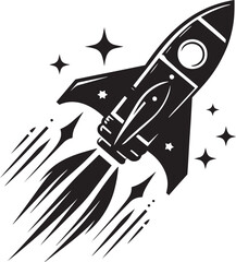 Space rocket ship silhouette vector illustration isolated on a white background