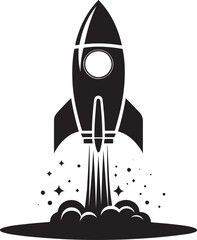 Space rocket ship silhouette vector illustration isolated on a white background © Md Hasan
