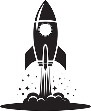 Space rocket ship silhouette vector illustration isolated on a white background