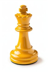 Yellow king chess piece isolated on a white background, symbolizing strategy, leadership, and power - Generative ai