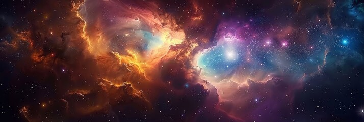 Naklejka premium Colorful space galaxy cloud nebula. Stary night cosmos