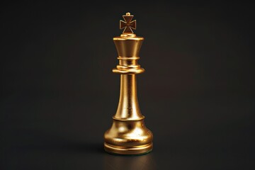 Golden queen chess piece on a black background, symbolizing strategy, power, and elegance in board games - Generative ai