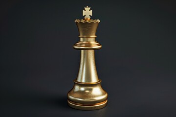 Golden queen chess piece on a black background, symbolizing strategy, power, and elegance in board games - Generative ai