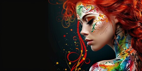 Fototapeta premium redhead woman with bodyart.