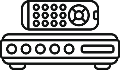 Receiver and remote control are lying on a white background, creating a simple yet modern technology concept