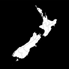 New Zealand map with administrative divisions. Vector illustration.