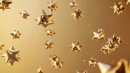Fototapeta premium Technology feature of multiple stars spread out making a star shape, floating icon made out of bronze matte clay, more graphical like using arrows, simple but visually portrays, abstract, abstract bro