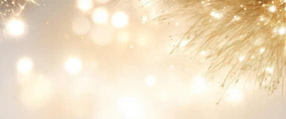 Fototapeta premium Abstract background Gray and gold fireworks and Bokeh