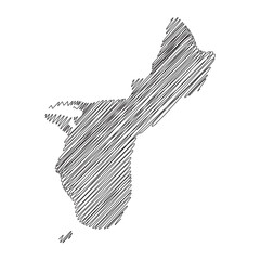 Guam US inhabited territories thread map line vector illustration template