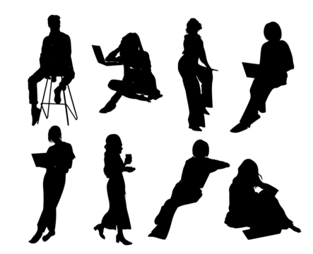 set of silhouettes of people