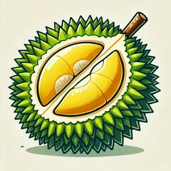 Detailed Illustration of a Durian Fruit