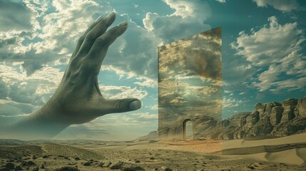 Fototapeta premium A Hand Reaches Through the Sky