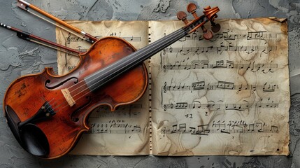 Fototapeta premium Violin and Sheet Music