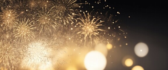 Fototapeta premium Abstract background Gray and gold fireworks and Bokeh