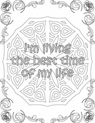 Printable mandala coloring page for kids and adults with motivational quote for self love and self care. it helps to succeed and struggle against life to enjoy the tough journey
