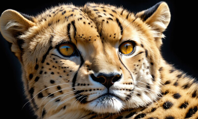 Fototapeta premium Fantasy Illustration of a wild animal cheetah. Digital art style wallpaper background.