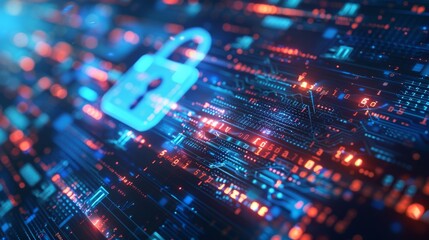 Ein hochauflÃ¶sendes abstraktes Bild von dynamischen, leuchtenden Formen zum Thema Cybersicherheit