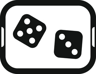 Simple icon of a pair of dice with different numbers, maybe useful to illustrate board games