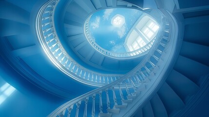 Fototapeta premium a spiral staircase, pic taken from below, 
