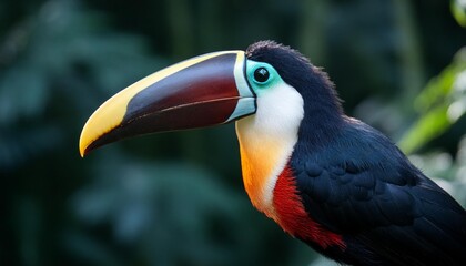 Obraz premium Close-up of a colorful toucan in the rainforest