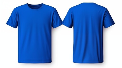 Mockup of a blank royal blue tshirt front and back isolated on white background. © Muzamil