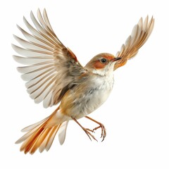 Obraz premium Close-Up of a Beautiful Bird in Flight with Outstretched Wings on a White Background