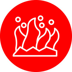 Algae Bloom Vector Line White Circle Red