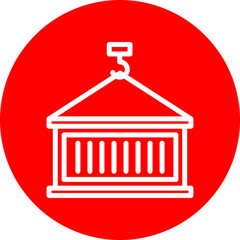 Shipping Container Vector Line White Circle Red
