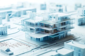 Transparent Architectural Visualization of Modern Building Design.