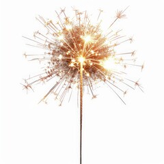 Sparkling Firework Sparkler Isolated on White Background with Bright Glowing Sparks