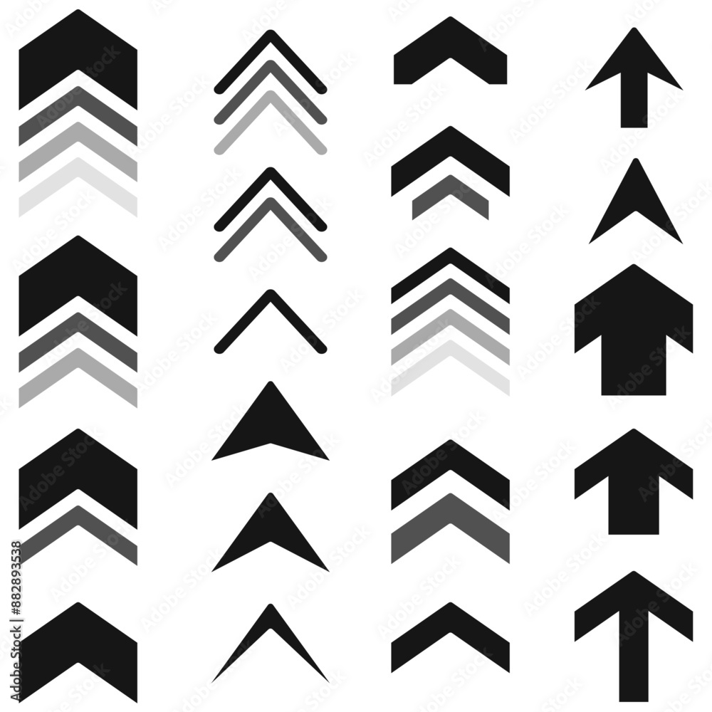 Poster Set of arrows. Set of black arrows.
