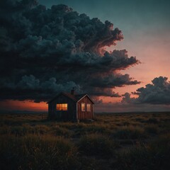 a small house on the hill