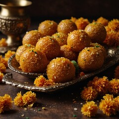 Indian traditional motichur laddu 