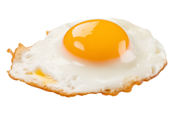 PNG cutout of a sunny side up fried egg isolated side angled view on transparent background