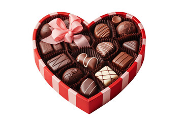 PNG cutout of heart shaped chocolate box with assorted choclates valentine theme gift box isolated on transparent background