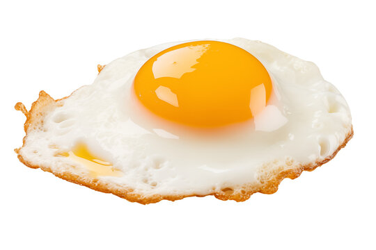 PNG cutout of a sunny side up fried egg isolated side angled view on transparent background