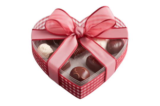 PNG cutout of a heart shaped chocolate box with romantic delicate decorative isolated on transparent background