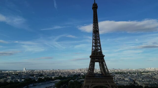 Paris, FRANCE: The Olympic Rings installed on the Eiffel Tower ahead of the Paris 2024 Olympic Games.